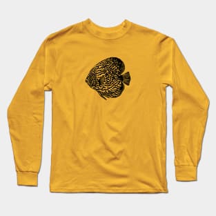 Discus Fish or Pompadour Fish - animal ink art drawing Long Sleeve T-Shirt